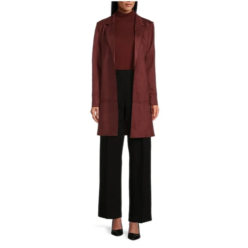 NWT Preston & York Faux Suede Jacket Coat Longline Blazer, 12 Rust Quiet Luxury